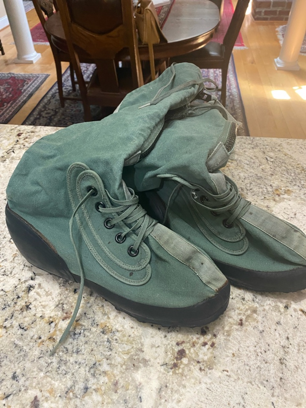 Canvas Rubber Pac Boots Mens 10–11 (Est) | Green Lace Up Snow/Muck Boots